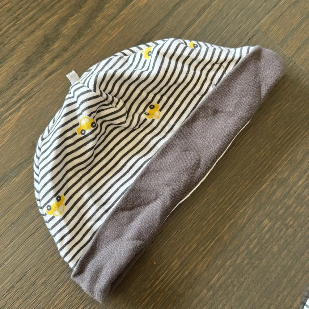 Little Me Baby Sleeper & Hat Set 9M Striped Cars Cotton